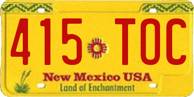 NM license plate 415TOC