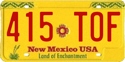 NM license plate 415TOF