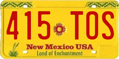 NM license plate 415TOS