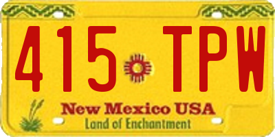NM license plate 415TPW