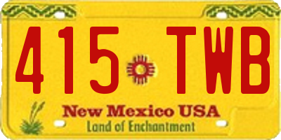 NM license plate 415TWB