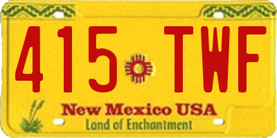 NM license plate 415TWF