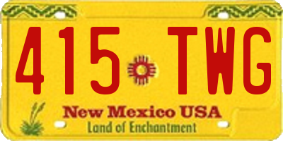 NM license plate 415TWG