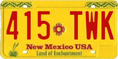 NM license plate 415TWK