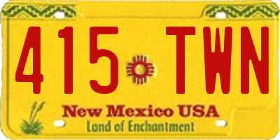 NM license plate 415TWN