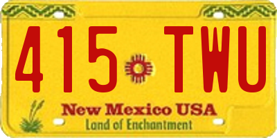 NM license plate 415TWU