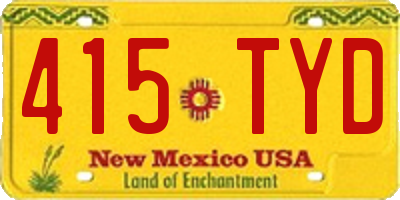 NM license plate 415TYD
