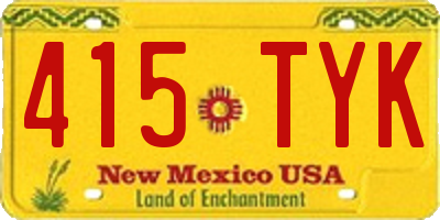 NM license plate 415TYK