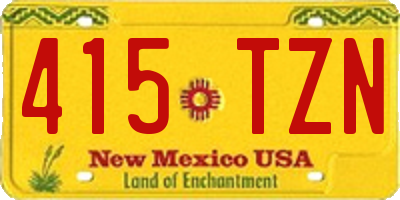 NM license plate 415TZN