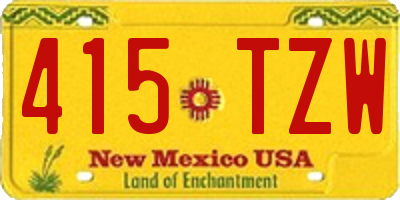 NM license plate 415TZW
