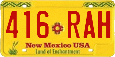 NM license plate 416RAH