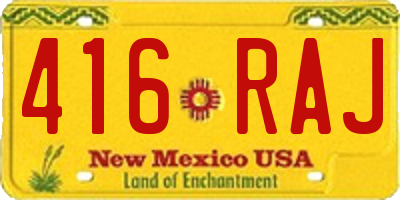 NM license plate 416RAJ