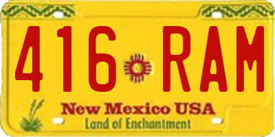 NM license plate 416RAM