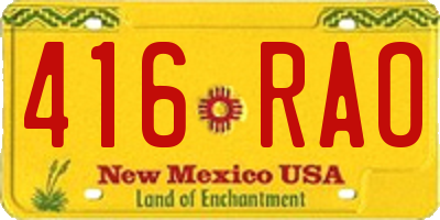 NM license plate 416RAO