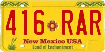 NM license plate 416RAR