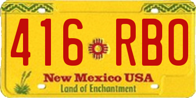 NM license plate 416RBO