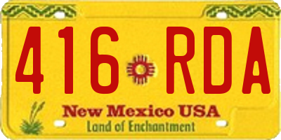 NM license plate 416RDA