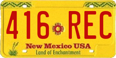 NM license plate 416REC