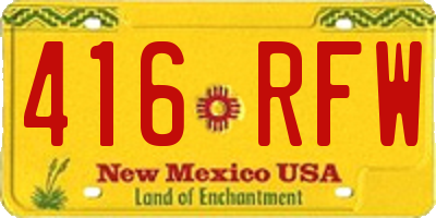 NM license plate 416RFW