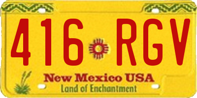 NM license plate 416RGV