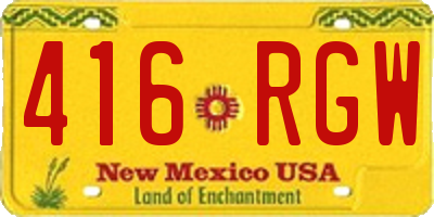 NM license plate 416RGW