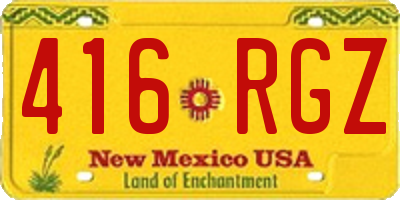 NM license plate 416RGZ