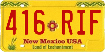 NM license plate 416RIF