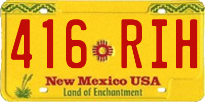 NM license plate 416RIH
