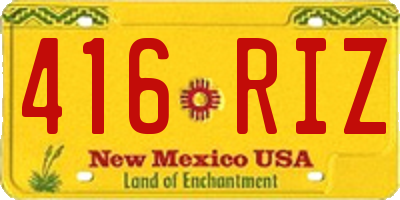 NM license plate 416RIZ