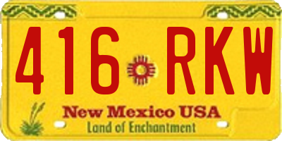NM license plate 416RKW