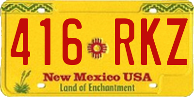 NM license plate 416RKZ