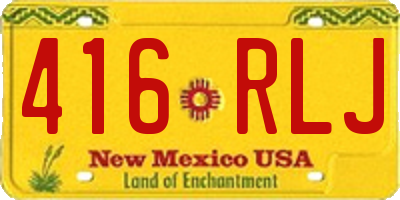 NM license plate 416RLJ