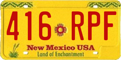 NM license plate 416RPF