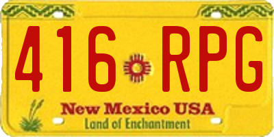 NM license plate 416RPG