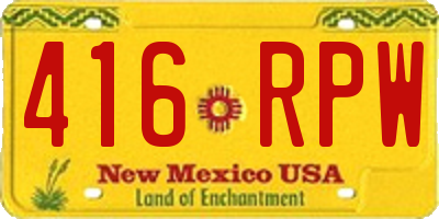 NM license plate 416RPW