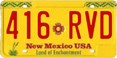 NM license plate 416RVD