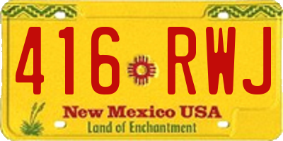 NM license plate 416RWJ