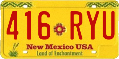 NM license plate 416RYU