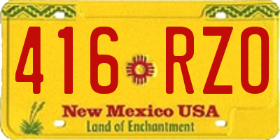 NM license plate 416RZO