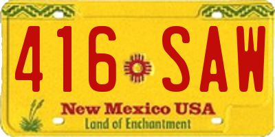 NM license plate 416SAW