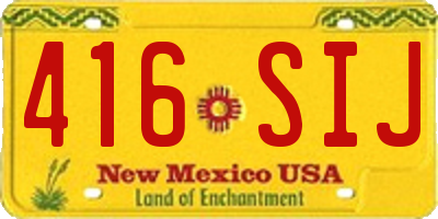 NM license plate 416SIJ