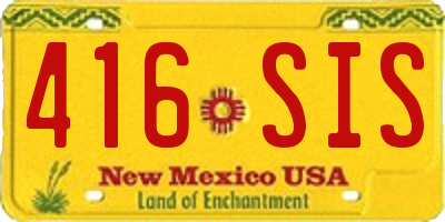 NM license plate 416SIS