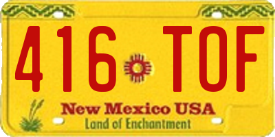 NM license plate 416TOF