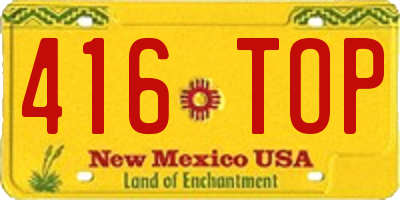 NM license plate 416TOP