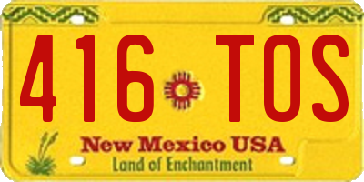 NM license plate 416TOS
