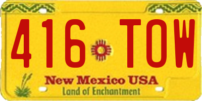 NM license plate 416TOW