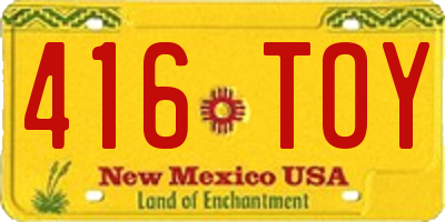 NM license plate 416TOY