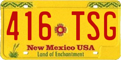 NM license plate 416TSG