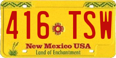 NM license plate 416TSW