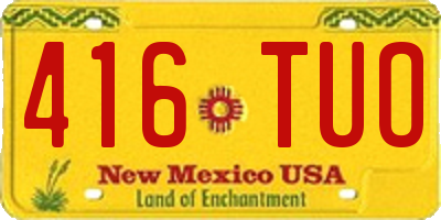 NM license plate 416TUO